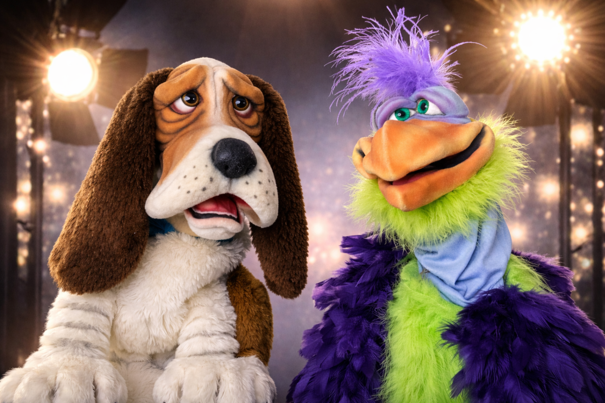 Chienpignon et Pizzicato sur scène.